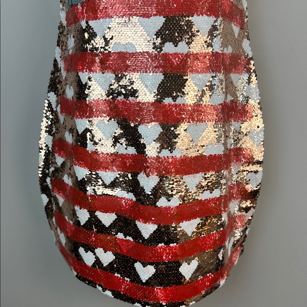 Judith March American Flag Sequins Mini Dress Patriotic Beaded Stars Medium - Picture 9 of 16